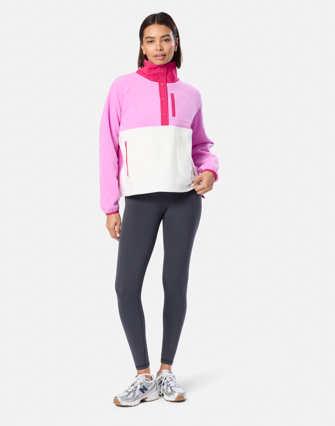 Snap Polar Fleece in Neon Pink