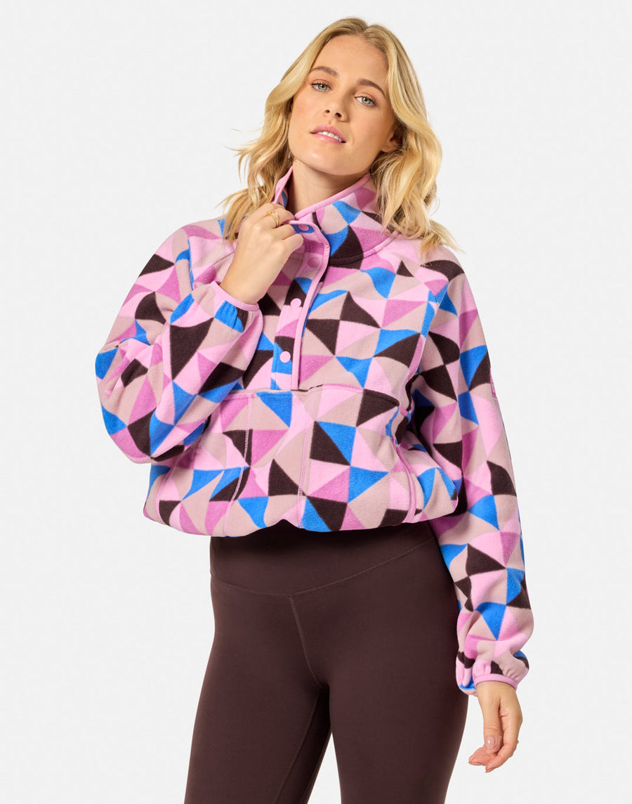 Snap Polar Fleece in Geo Pop Print