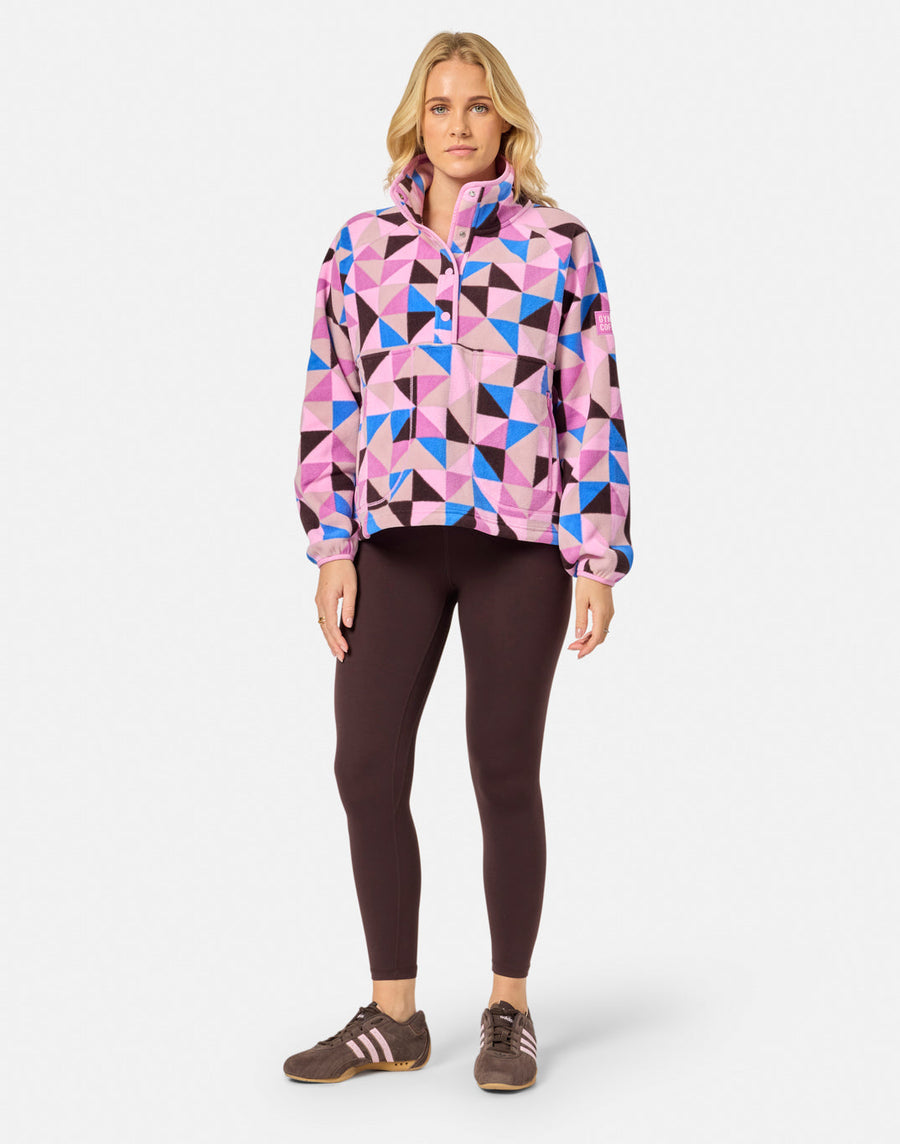 Snap Polar Fleece in Geo Pop Print