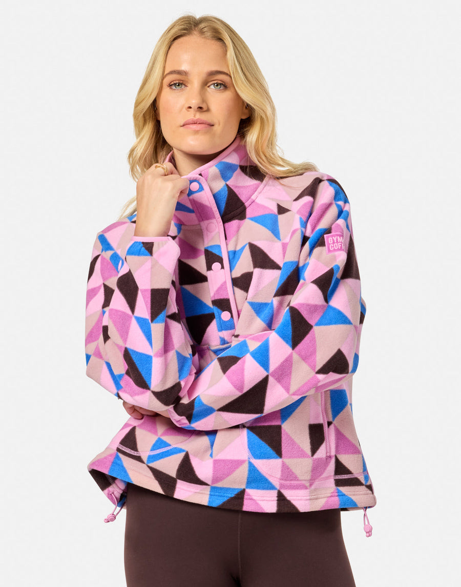 Snap Polar Fleece in Geo Pop Print