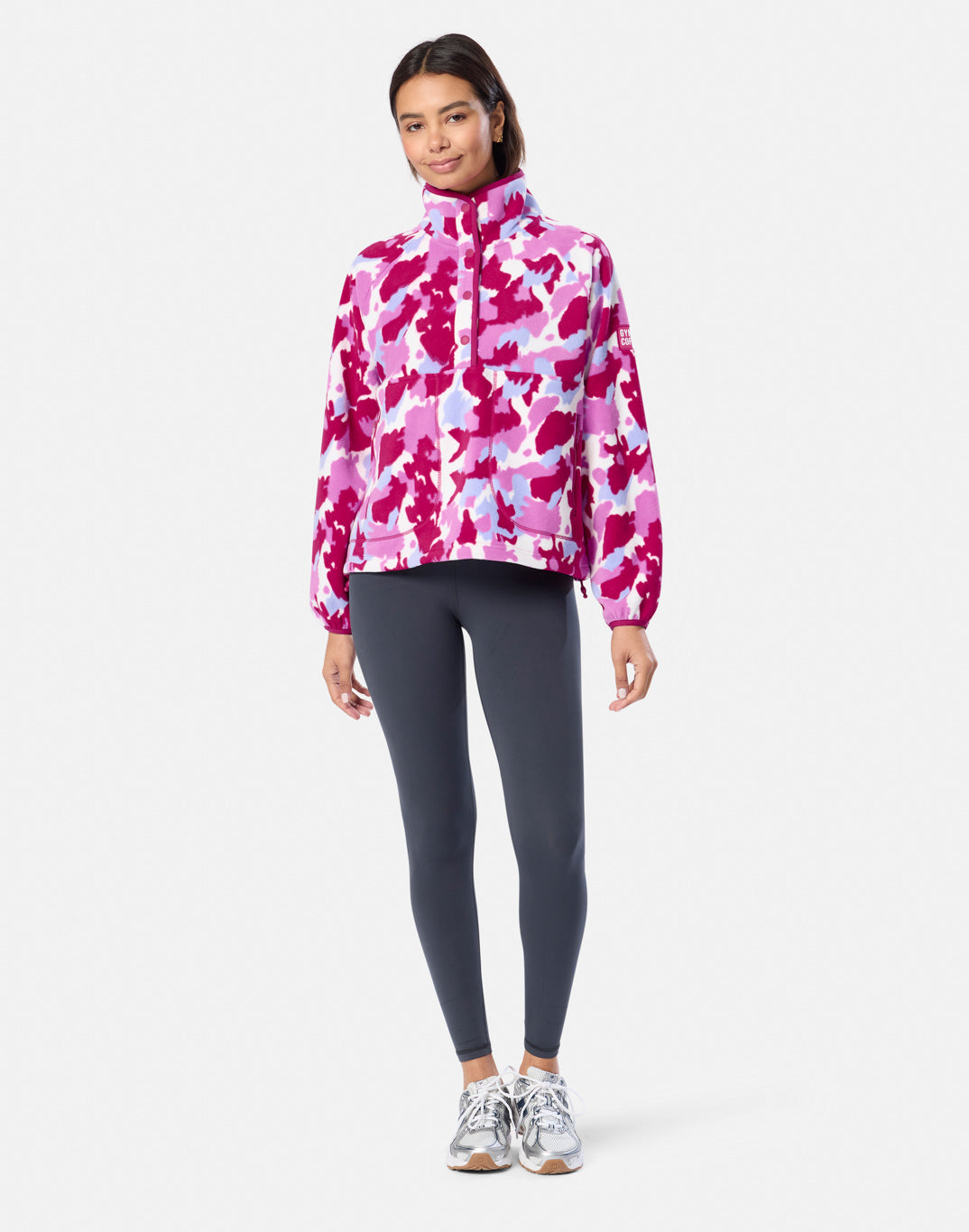 Snap Polar Fleece in Pink Pop Print