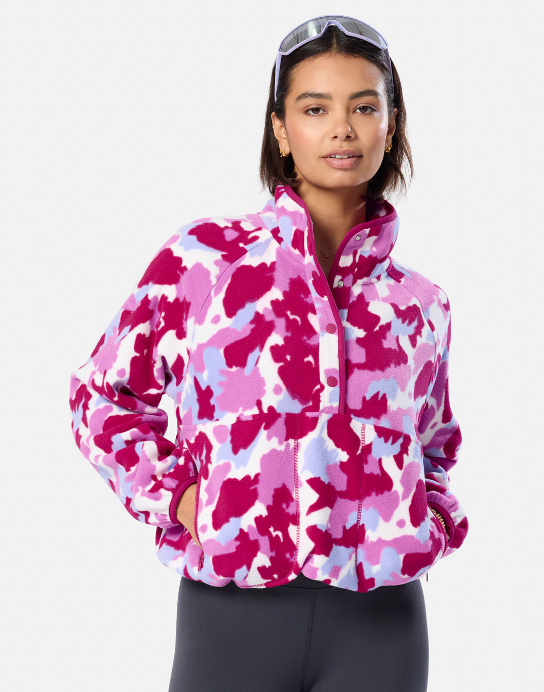 Snap Polar Fleece in Pink Pop Print