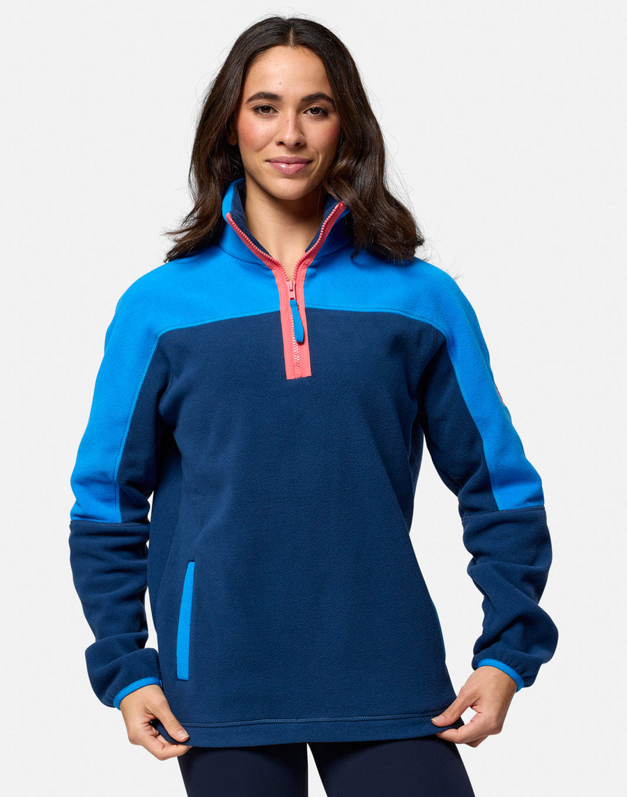 Half Zip Polar Fleece in Petrol Blue