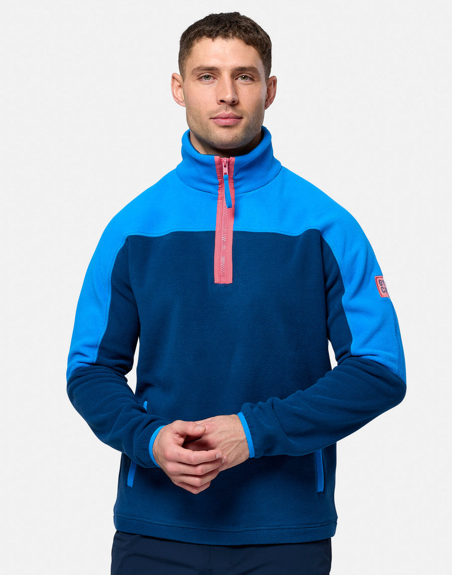 Half Zip Polar Fleece in Petrol Blue