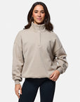 Snap Collar Sweatshirt in Rich Taupe