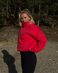 Snap Collar Sierra Sweatshirt in Power Red