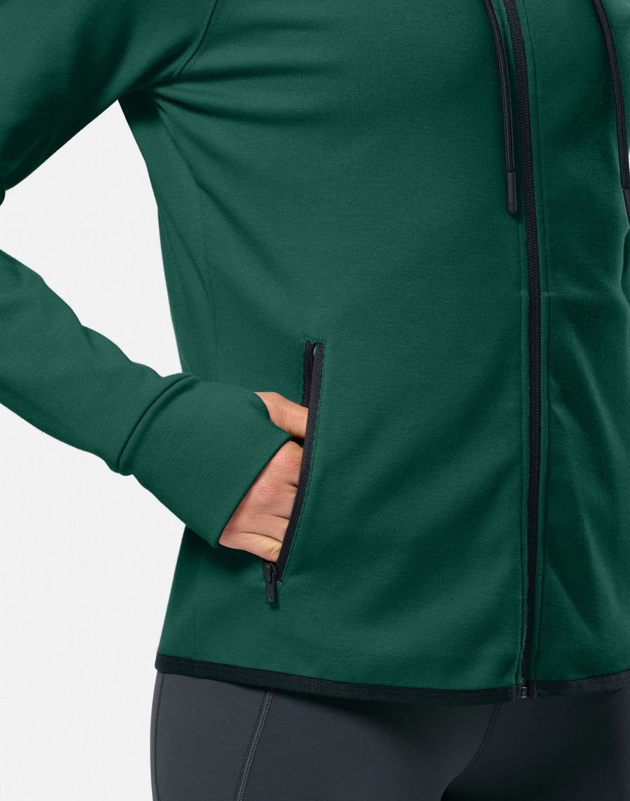 Chill Patch Zip Hoodie in Willow Green