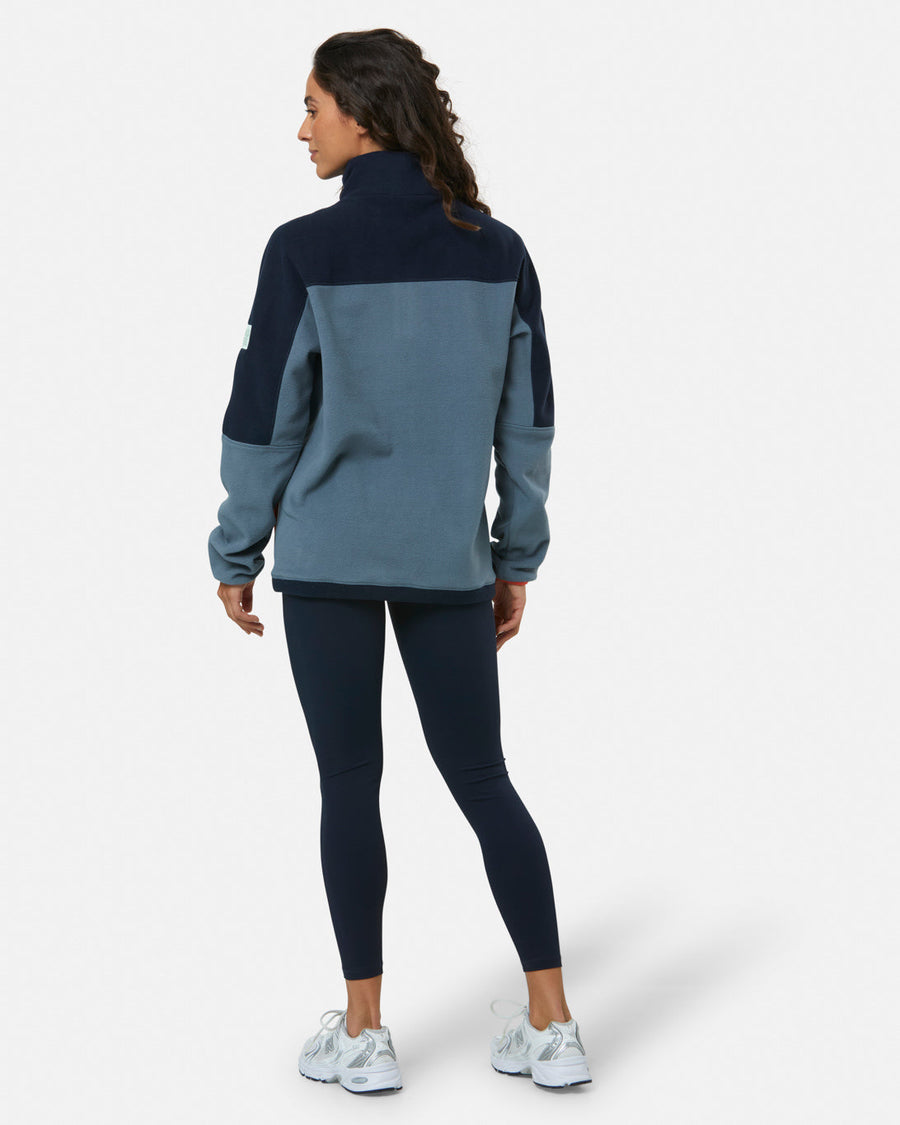 Half Zip Polar Fleece in Stone Blue