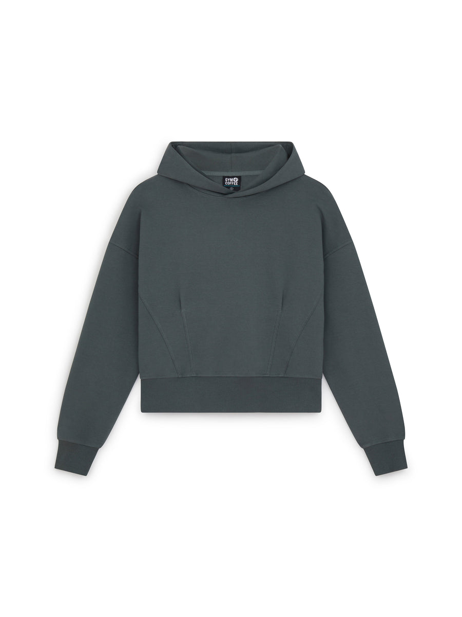 Dart Crop Hoodie in Green Smoke