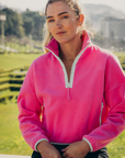 Half Zip Crop Polar Fleece in Strawberry Moon - Fleeces - Gym+Coffee IE