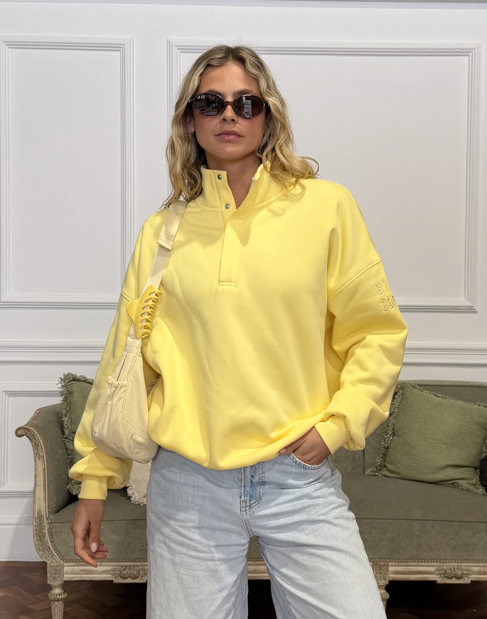 Snap Collar Sierra Sweatshirt in Lemon Sorbet