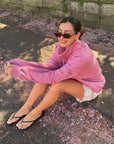 Snap Collar Sierra Sweatshirt in Pink Velvet