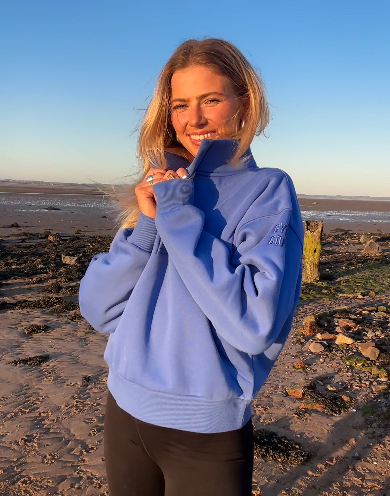 Daily Snap Collar Sweatshirt in Tidal Blue