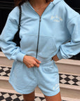 Daily Zip Hoodie in Baby Blue