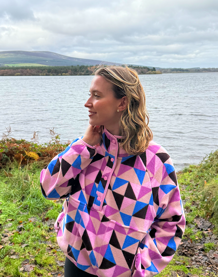 Snap Polar Fleece in Geo Pop Print