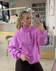 Snap Collar Sierra Sweatshirt in Neon Pink