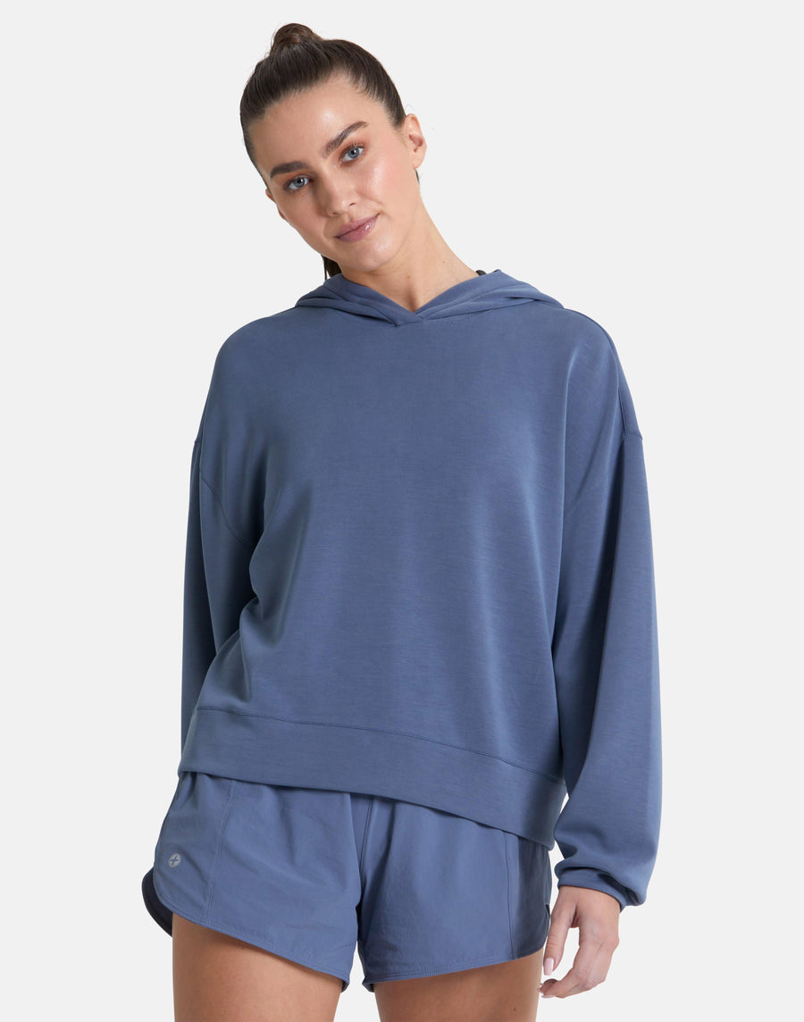 Adaptive Crop Hoodie in Thunder Blue - Hoodies - Gym+Coffee IE