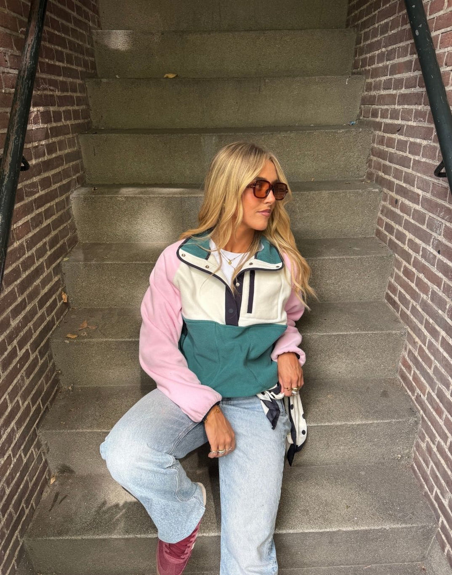 Snap Polar Fleece in Baby Pink