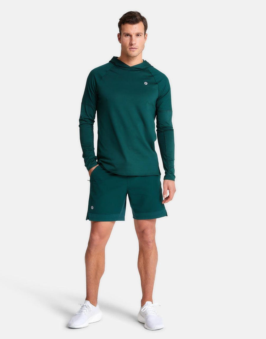 Celero Hooded Long Sleeve in Pine Green - Mid Layer - Gym+Coffee IE