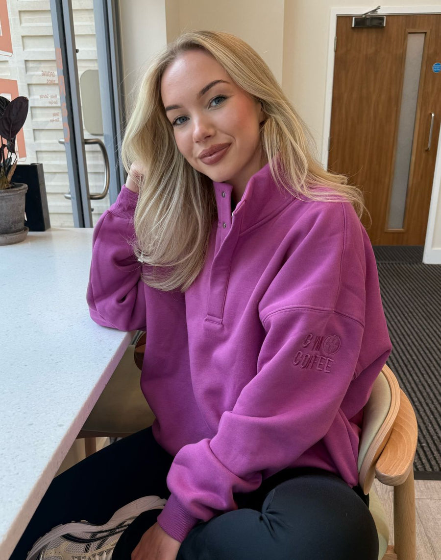 Snap Collar Sierra Sweatshirt in Crisp Pink