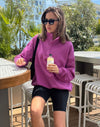 Snap Collar Sierra Sweatshirt in Crisp Pink
