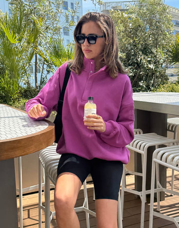 Snap Collar Sierra Sweatshirt in Crisp Pink