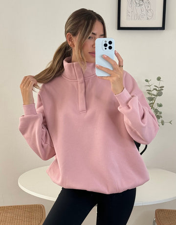 Snap Collar Sierra Sweatshirt in Dusky Pink