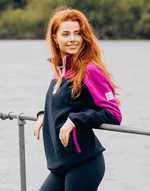 Half Zip Polar Fleece in Obsidian Blue/Vivid Pink