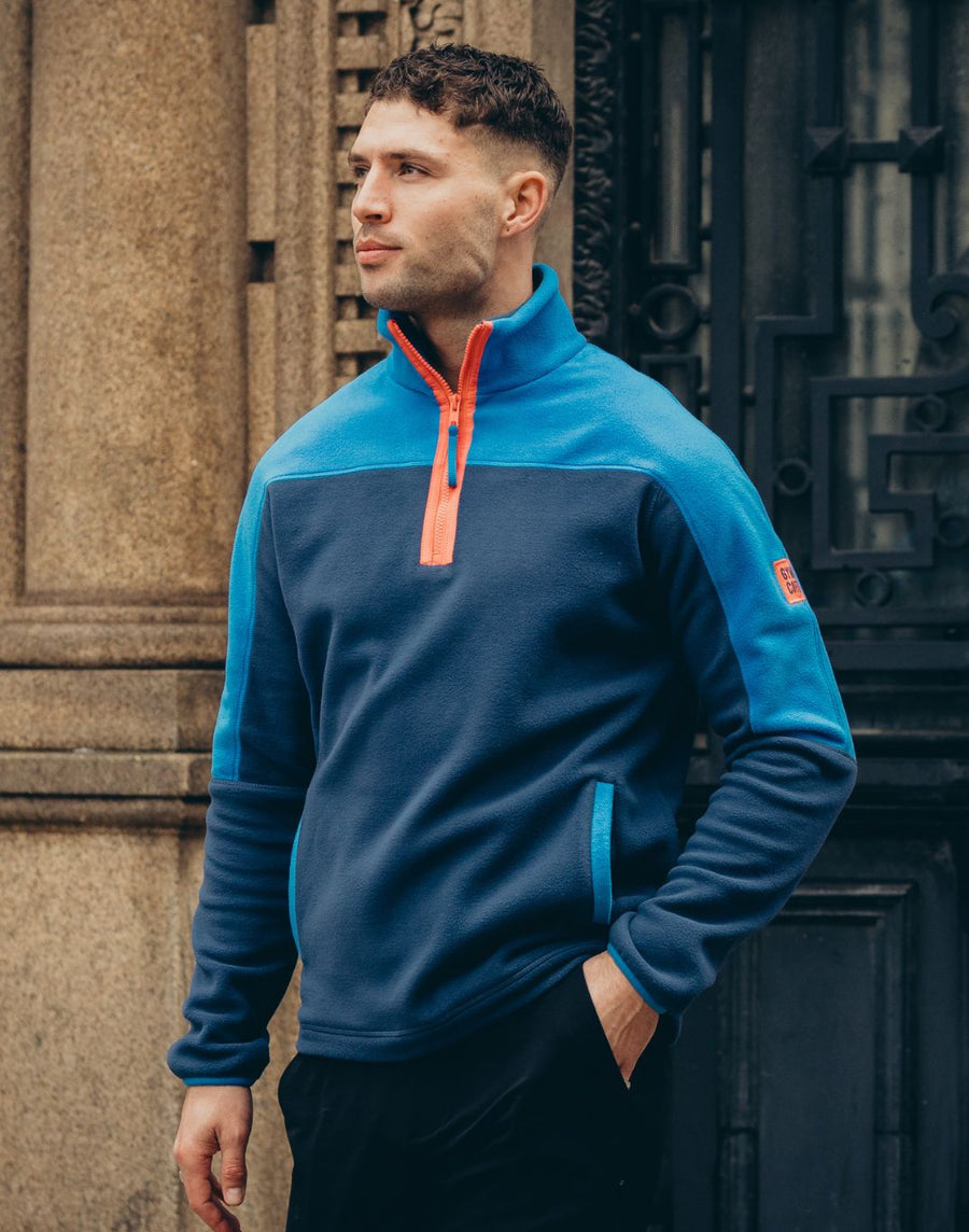 Half Zip Polar Fleece in Petrol Blue