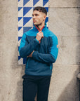 Half Zip Polar Fleece in Petrol Blue