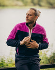 Half Zip Polar Fleece in Obsidian/Vivid Pink