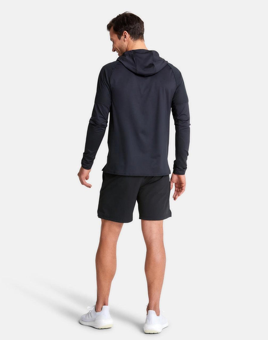 Men's Celero Hooded Long Sleeve in Jet Black - Mid Layer - Gym+Coffee IE