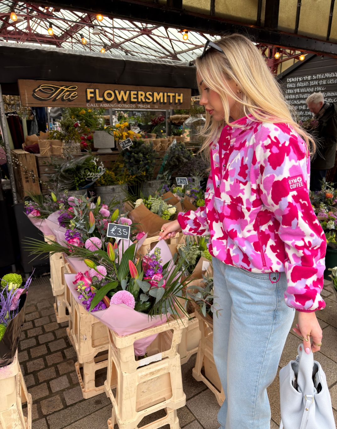 Snap Polar Fleece in Pink Pop Print