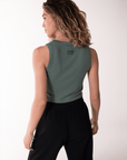 Ribbed Crop Vest in Fern Green - Tanks - Gym+Coffee IE