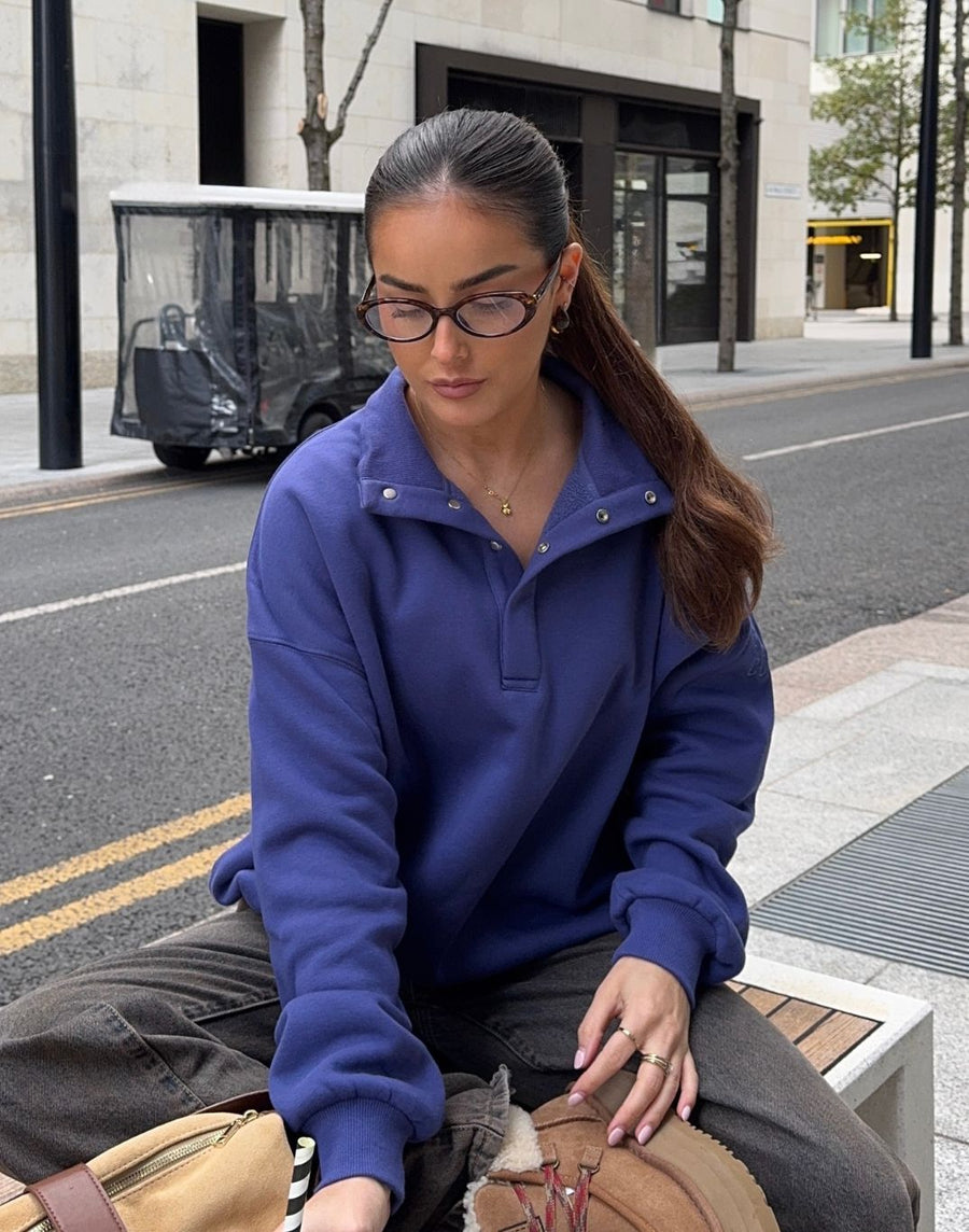 Snap Collar Sierra Sweatshirt in Violet Smoke