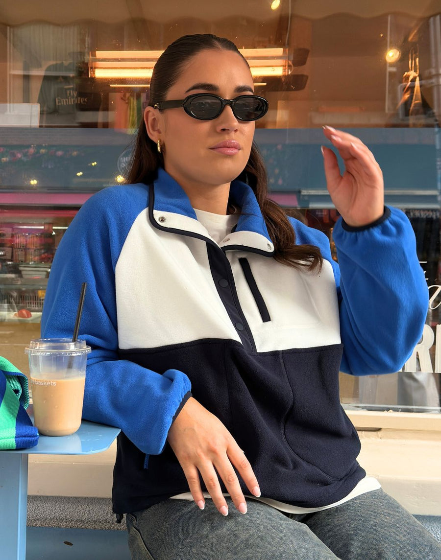 Snap Polar Fleece in Azure Blue